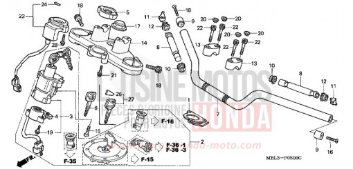 HANDLE PIPE/TOP BRIDGE NT650VY de 2000